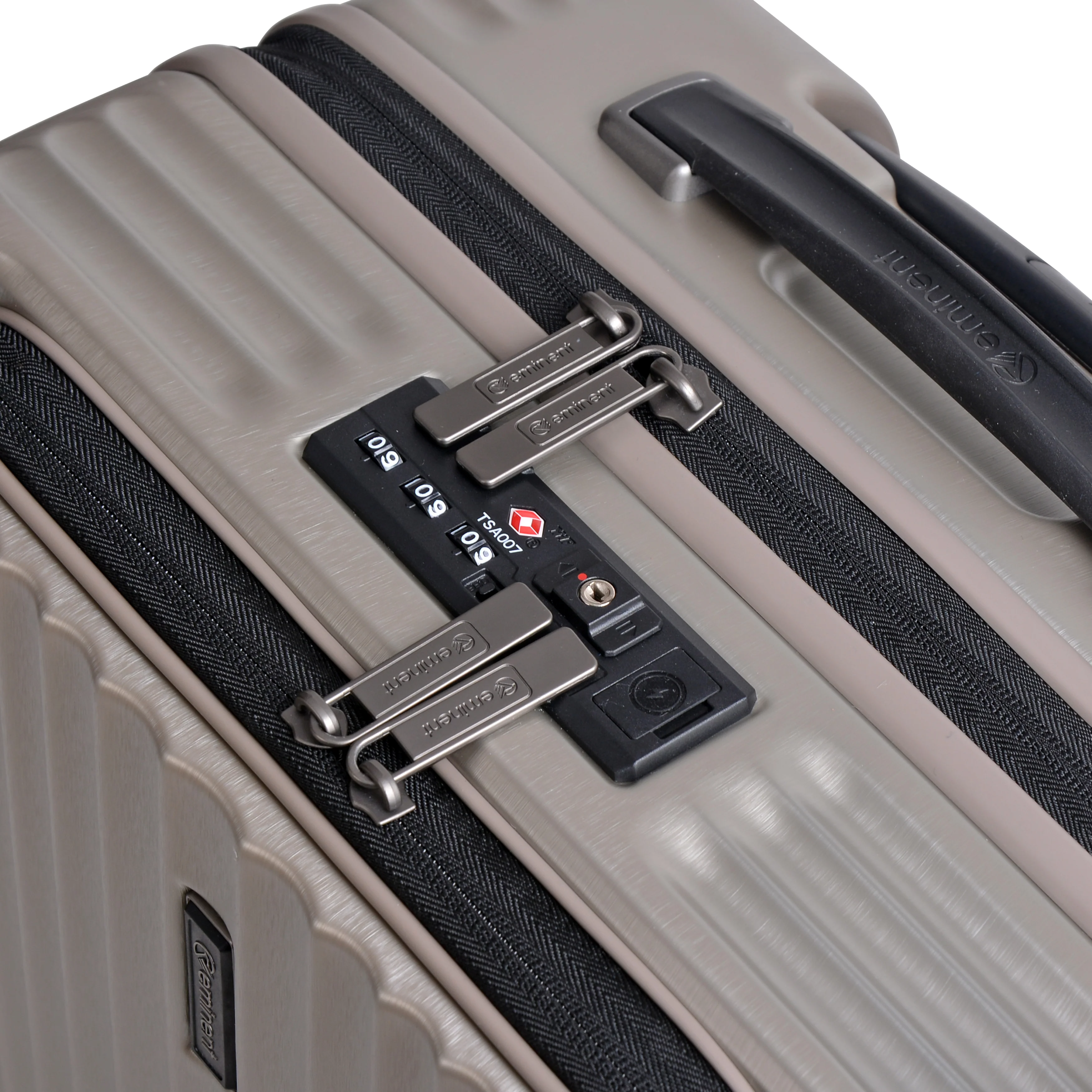 Eminent 76cm Checked Hard side Makrolon (Champagne) Top Lid front Opening design Trolley case KK50A - Image 6