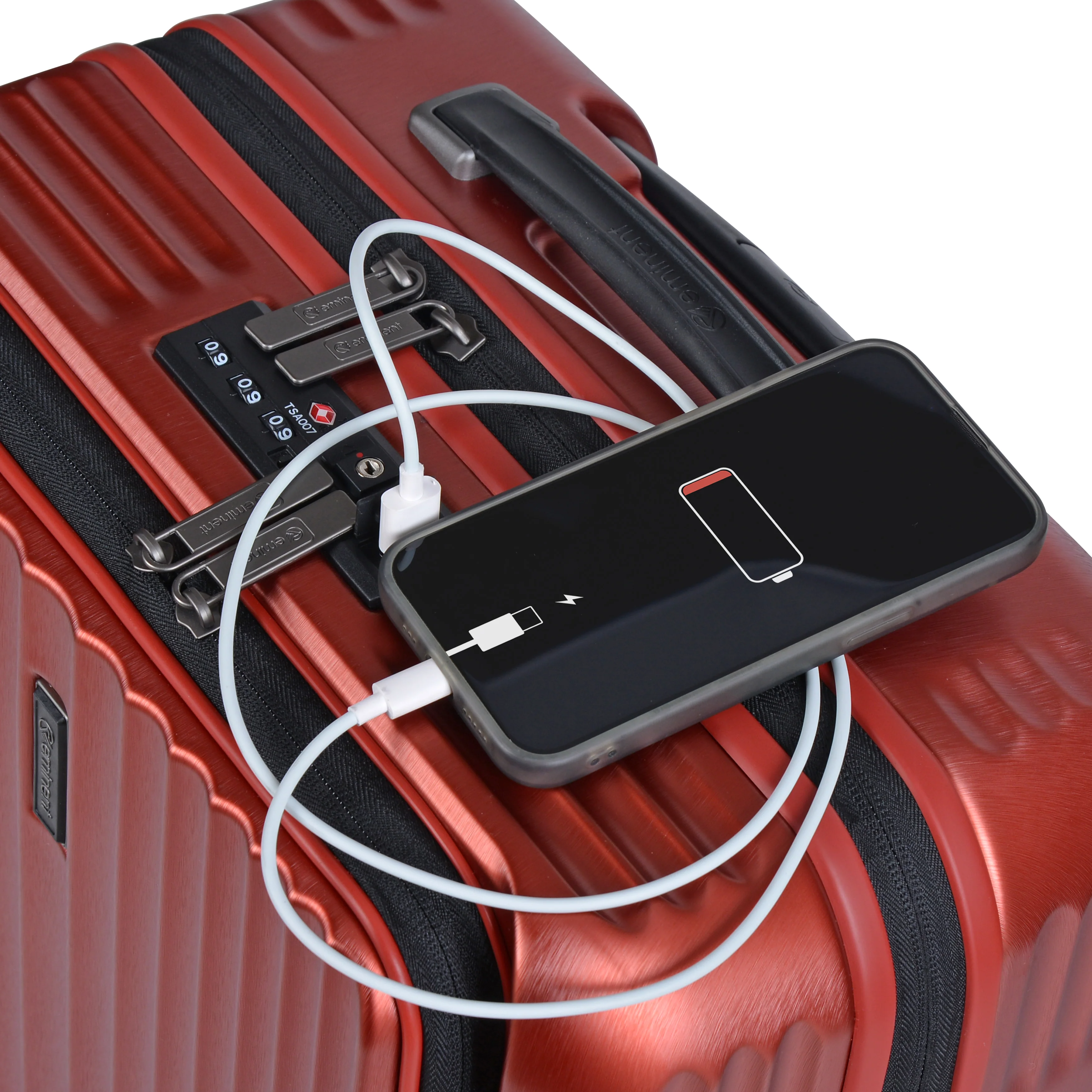 Eminent - Front Access Carry On 55cm - Antique Wine Polycarbonate Luggage with USB port KK50C - Image 6