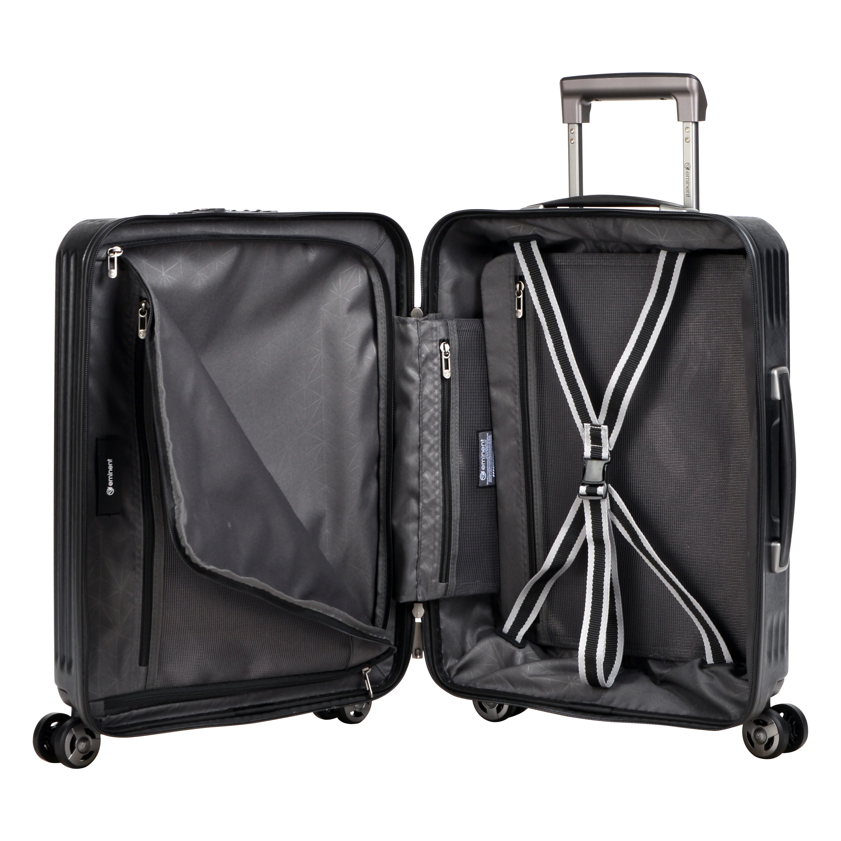 Eminent - Carry On 55cm - Black Top lid Front Opening design Hardside Small Trolley case with USB port KK50C - Image 5