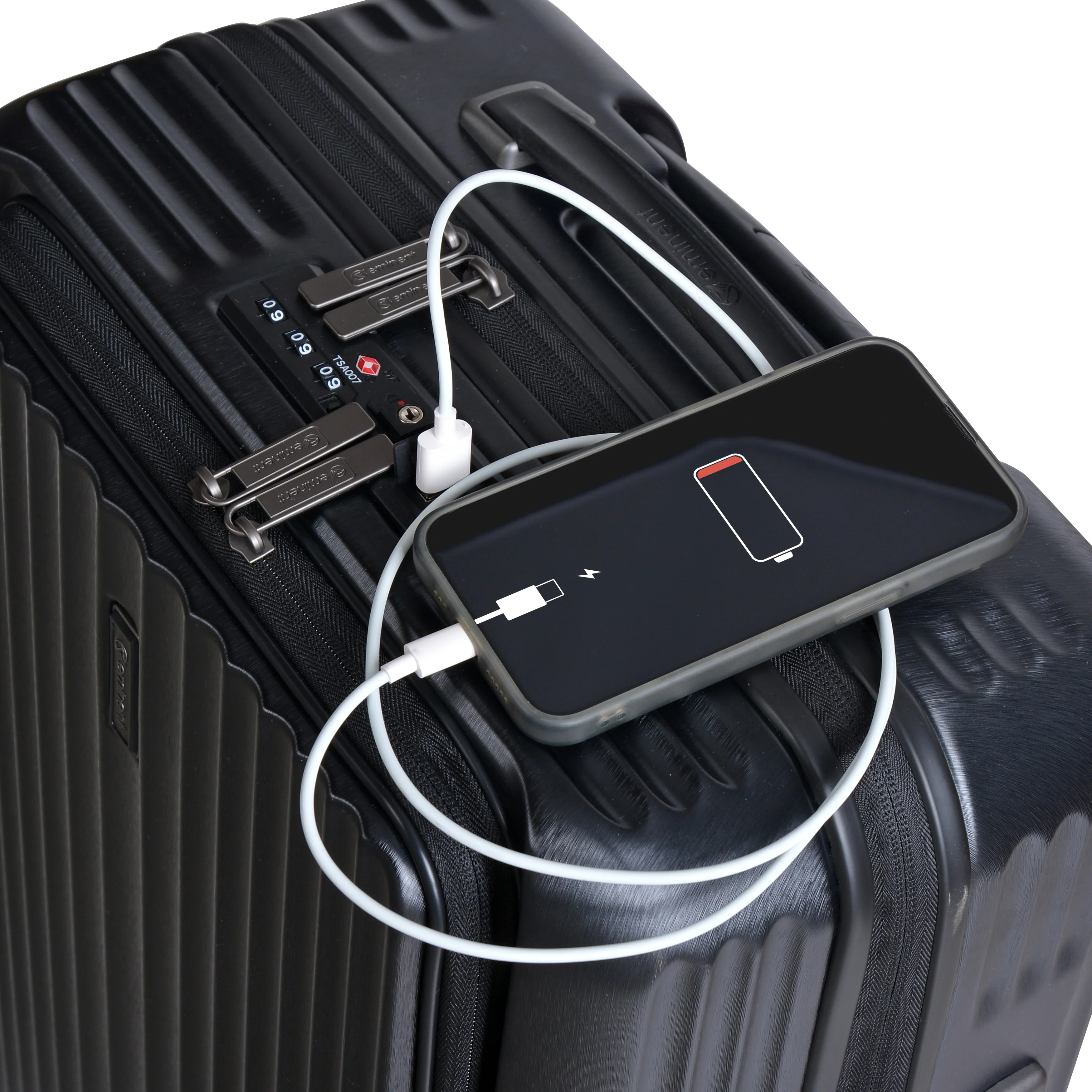 Eminent - Carry On 55cm - Black Top lid Front Opening design Hardside Small Trolley case with USB port KK50C - Image 6
