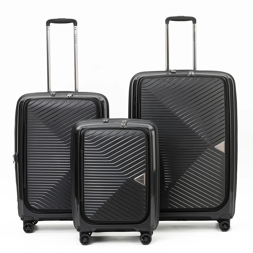 Tosca 55cm Space-X Collection Polypropylene Top-Lid opening Carry-on luxury trolley case TCA100C Black - Image 7