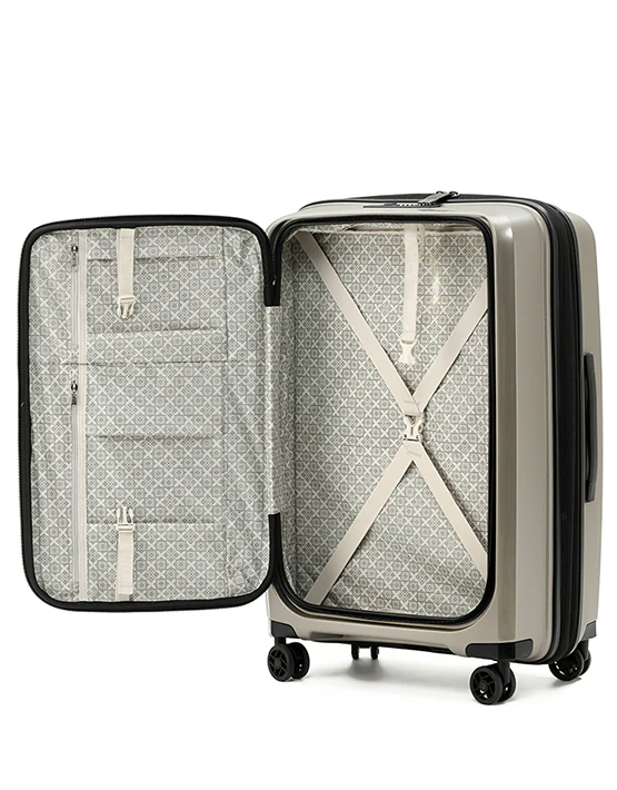Tosca 66cm Space-X Collection Polypropylene Top-Lid opening Checked luxury trolley luggage TCA100B Champagne - Image 3