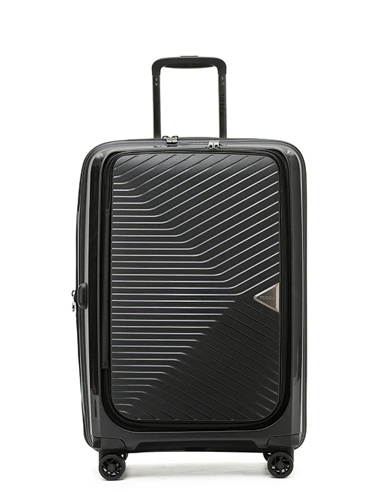 Tosca 66cm-H Space-X Collection Polypropylene Top-Lid opening Checked luxury trolley luggage TCA100B Black - Image 3