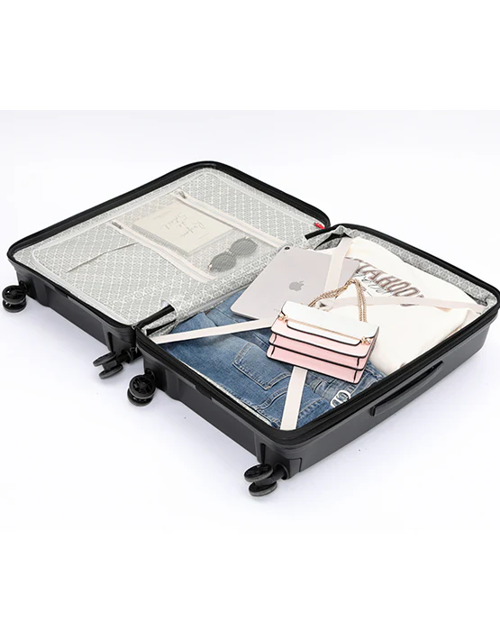 Tosca 66cm-H Space-X Collection Polypropylene Top-Lid opening Checked luxury trolley luggage TCA100B Black - Image 4