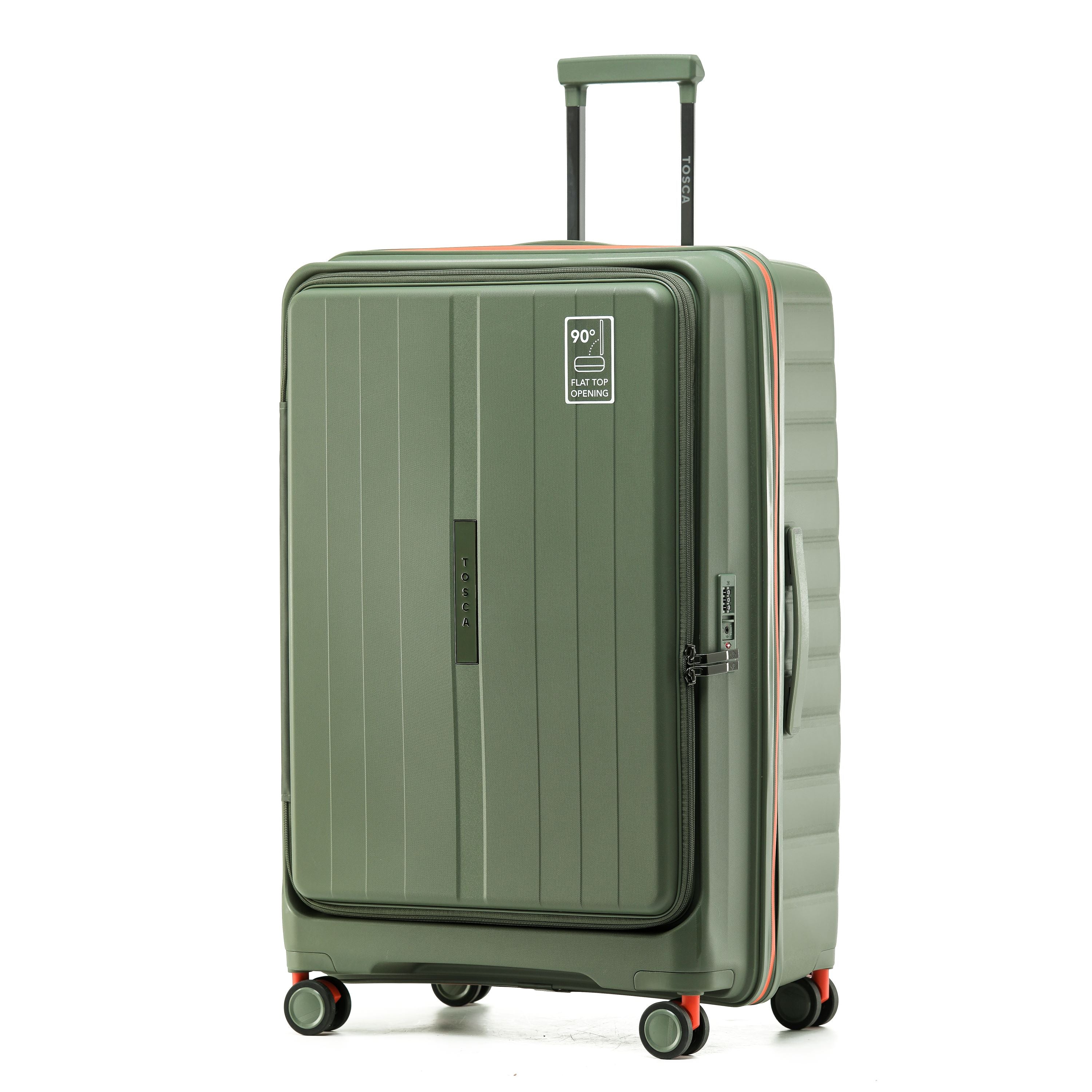 Tosca Cruiser Collection polypropylene front access trolley case TCA875A Khaki-orange trim