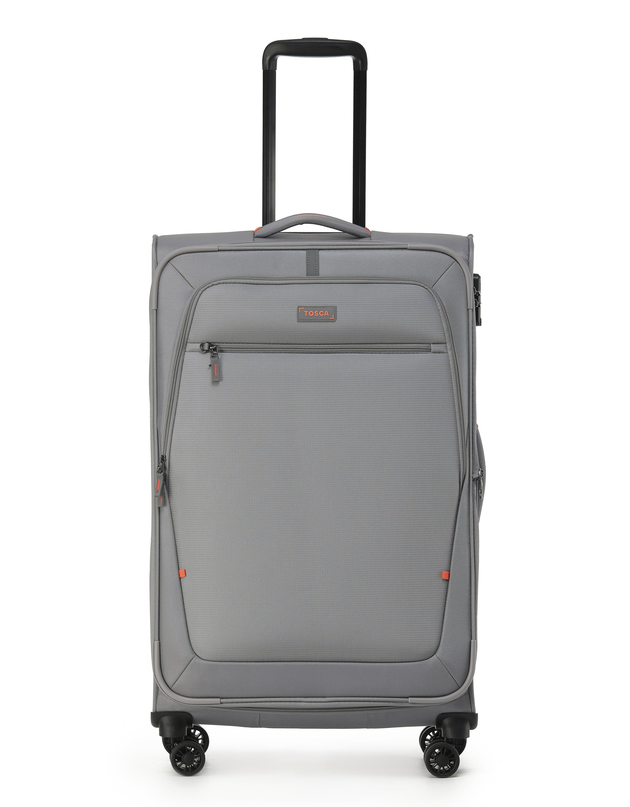 Tosca Luna-Lite Collection Full Set 77/65/52 Softside checked four-wheel trolley cases TCA234set-Grey/Orange - Image 4