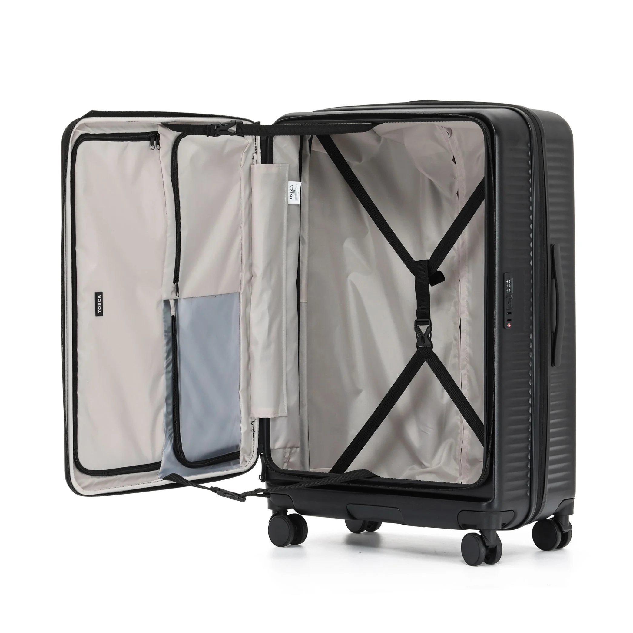 Tosca Zen Collection Polycarbonate Top Lid Zipper opening 77cm-H Trolley Luggage TCA225A-Black - Image 3
